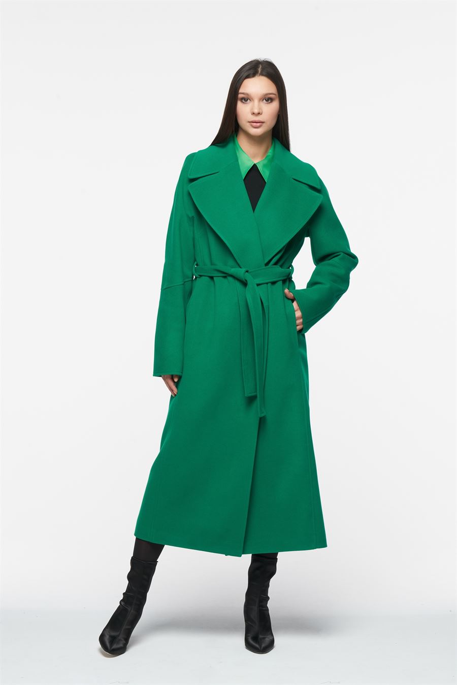 Зеленое пальто женское Флирт 637 фото