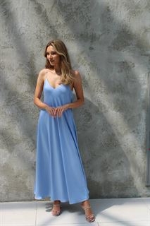 Вечернее платье комбинация голубое фото