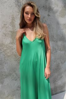 Зеленое платье комбинация длинное фото
