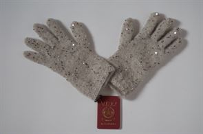 Бежевые вязаные перчатки с пайетками Италия Вицио