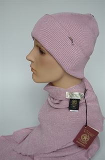 Шапка с отворотом и шарф Vizio Италия розовый комплект