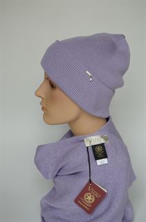 Сиреневая шапка Vizio 1200 с отворотом и шарф