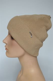 Бежевая шапка с отворотом женская Италия Vizio 1200