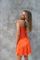 Оранжевое короткое платье комбинация купить